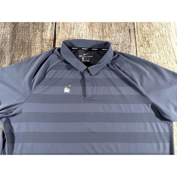 Nike Golf Dri Fit Zonal Cooling Grey Striped Polo Shirt XL - Picture 2 of 9